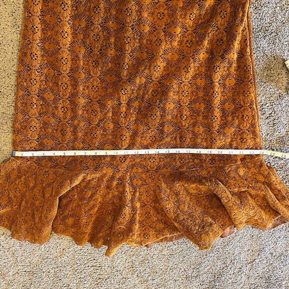 Anthropologie Maeve Faux Suede Cutout Swing Mini Dress Tan Brown Size 8 - Picture 4 of 7